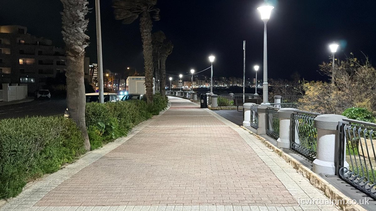 coastal promenade night lighting