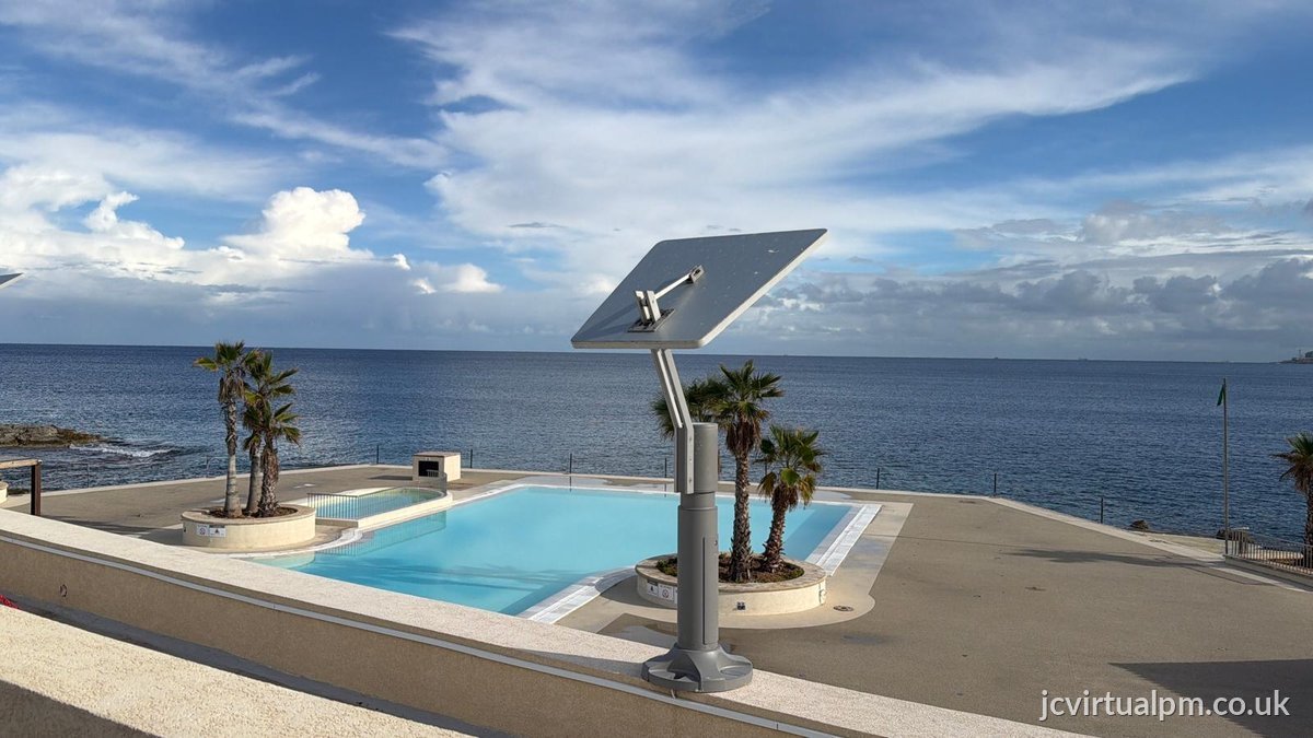 pool solar panel coastal view